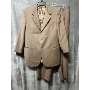 Giorgio Sanetti 44R Italian Wool Suit 2 Piece Taupe Men's 36x28 Tailored Italy